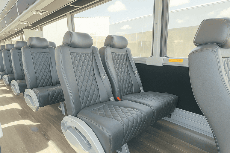 interior of Oakland Shuttle Bus Rentals charter bus